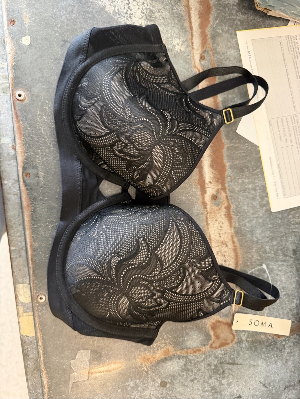 Soma Black Floral Lace Underwire Bra